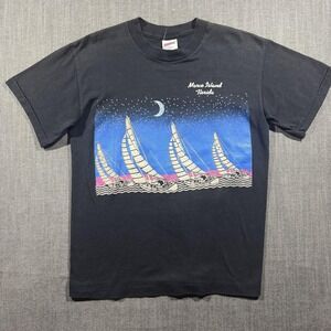Vintage Bravo! Shirt Mens Medium Black Marco Island Florida Sailboat Graphic 80s